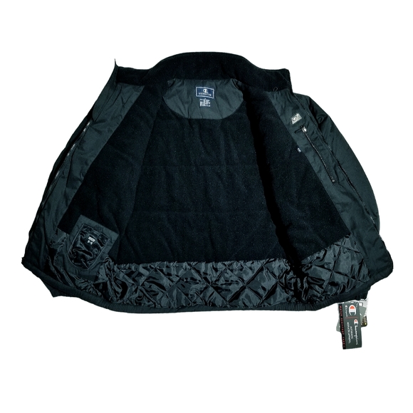 Champion Vintage 00s Mens Fleece Lined Jacket With Phone Pocket Black Medium New - Picture 5 of 13